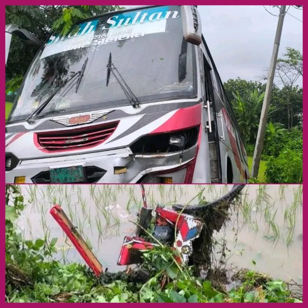 বগুড়ায় যাত্রীবাহী বাসের চাপায় অটোভ্যান চ
