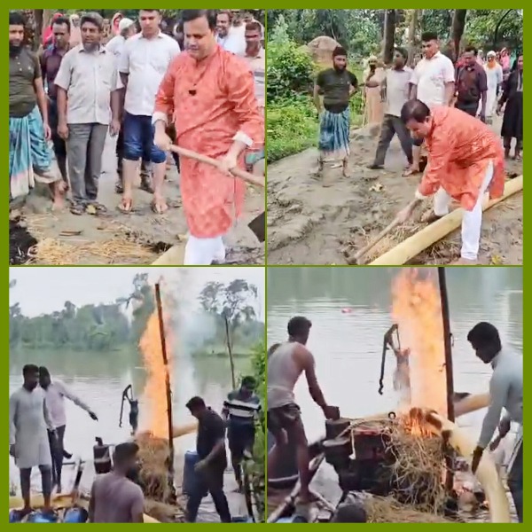 বগুড়ার কাহালুতে অবৈধ বালু উত্তোলন বন্ধে 
