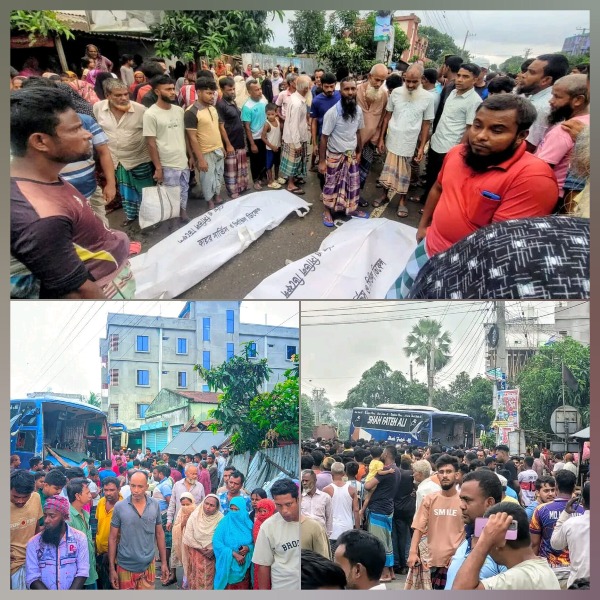 বগুড়ায় এরুলিয়া মর্মান্তিক সড়ক দুর্ঘটনায় 