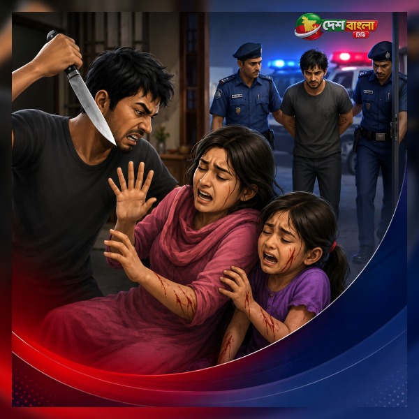 বগুড়ায় পারিবারিক কলহের জেরে স্ত্রী-কন্যাকে ছুরিকাঘ...