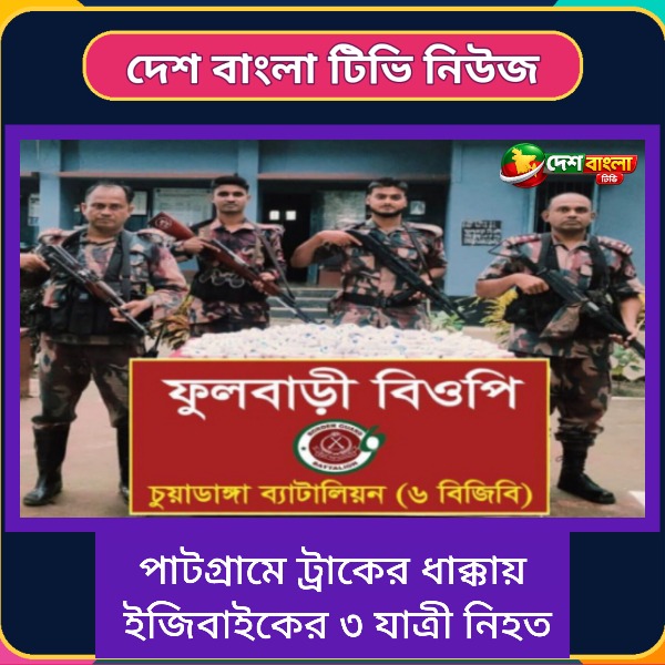 পাটগ্রামে ট্রাকের ধাক্কায় ইজিবাইকের ৩ যা