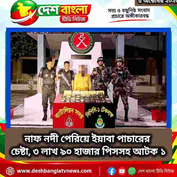 নাফ নদী পেরিয়ে ইয়াবা পাচারের চেষ্টা, ৩ ল