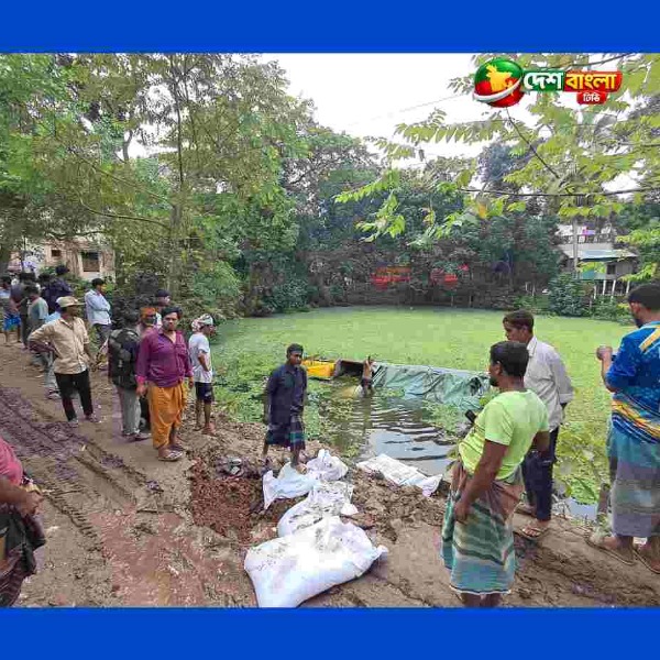 মির্জাপুরে পুকুরে উল্টে গেল সারবোঝাই ট্র